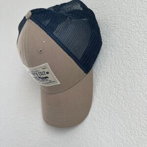 The North Face Trucker Hat Cap Tan Beige with Navy Mesh Snapback Adjustable
